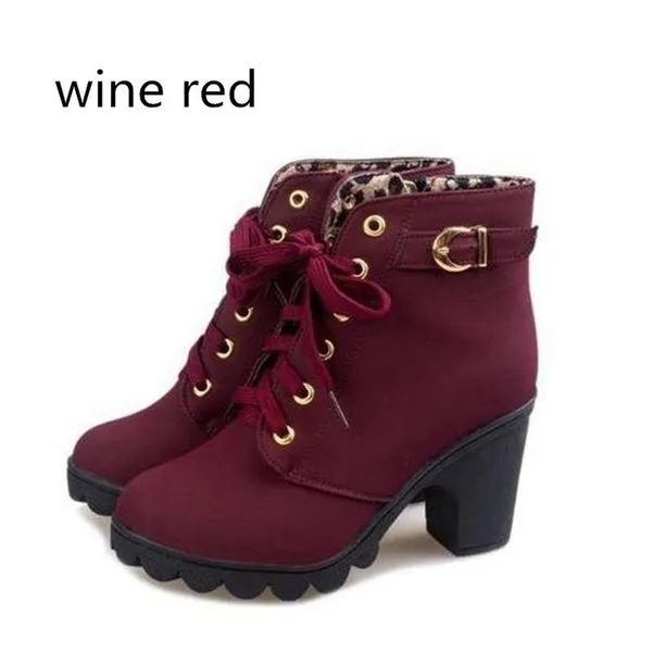 Large Size Ladies Shoes Thick Heel Short Boots Botas De Mujer Ladies Boots Shoes
