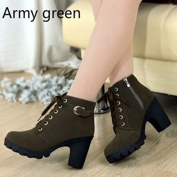 Large Size Ladies Shoes Thick Heel Short Boots Botas De Mujer Ladies Boots Shoes