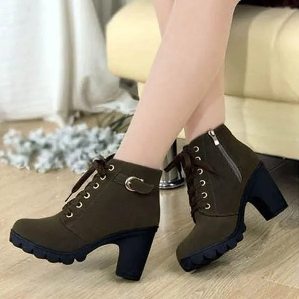 Large Size Ladies Shoes Thick Heel Short Boots Botas De Mujer Ladies Boots Shoes