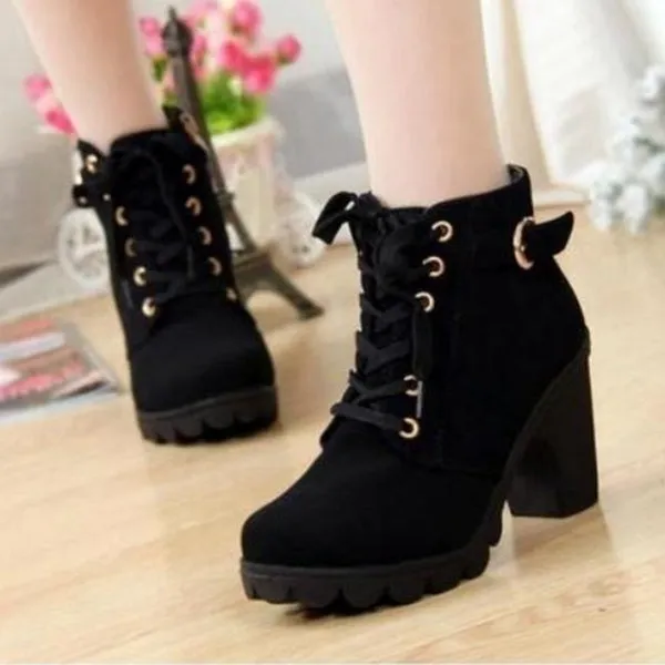 Large Size Ladies Shoes Thick Heel Short Boots Botas De Mujer Ladies Boots Shoes