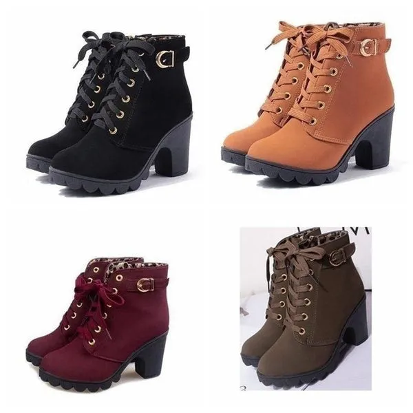 Large Size Ladies Shoes Thick Heel Short Boots Botas De Mujer Ladies Boots Shoes
