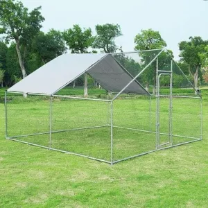 Large Walk in Shade Cage Chicken Coop with Roof Cover-13' - Color: Silver - Size
