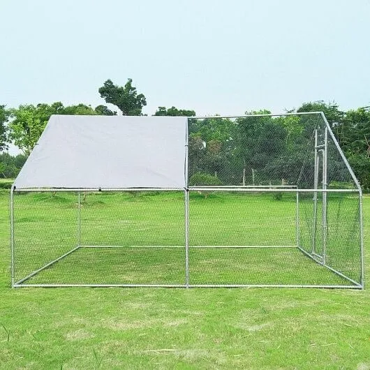 Large Walk in Shade Cage Chicken Coop with Roof Cover-13' - Color: Silver - Size