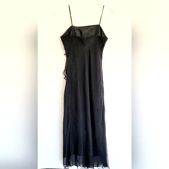 Laundry by Shelli Segal Black Silk Cascading Ruffles Casual Dress - Size 2