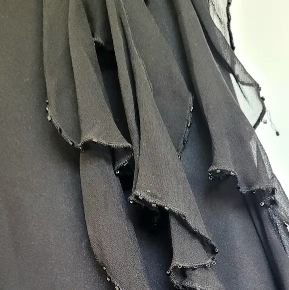 Laundry by Shelli Segal Black Silk Cascading Ruffles Casual Dress - Size 2
