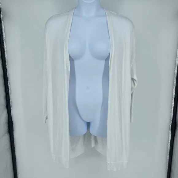Lauren Ralph Lauren Open-Front Knit Cardigan White Plus Size 2X Layering Basics