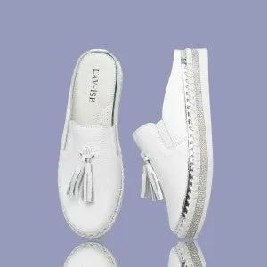 Lav-Ish Leather Slides with Tassel