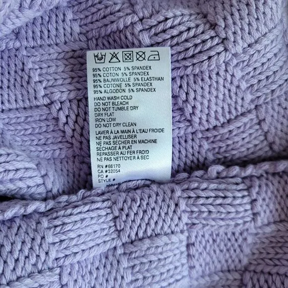 Lavender Check Knit Maxi Skirt w/ Split Back Size XS / US 4 Cottage Granny Boho