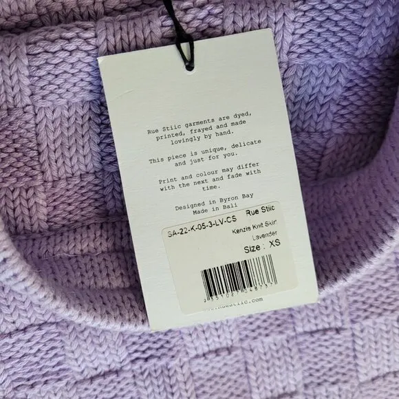 Lavender Check Knit Maxi Skirt w/ Split Back Size XS / US 4 Cottage Granny Boho