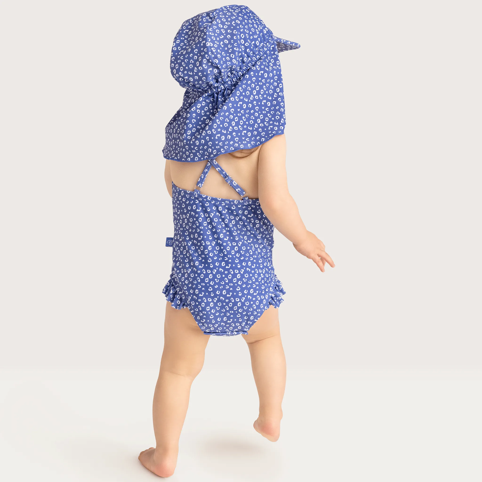 Leopard | Blauw Meisjes UV Badpak