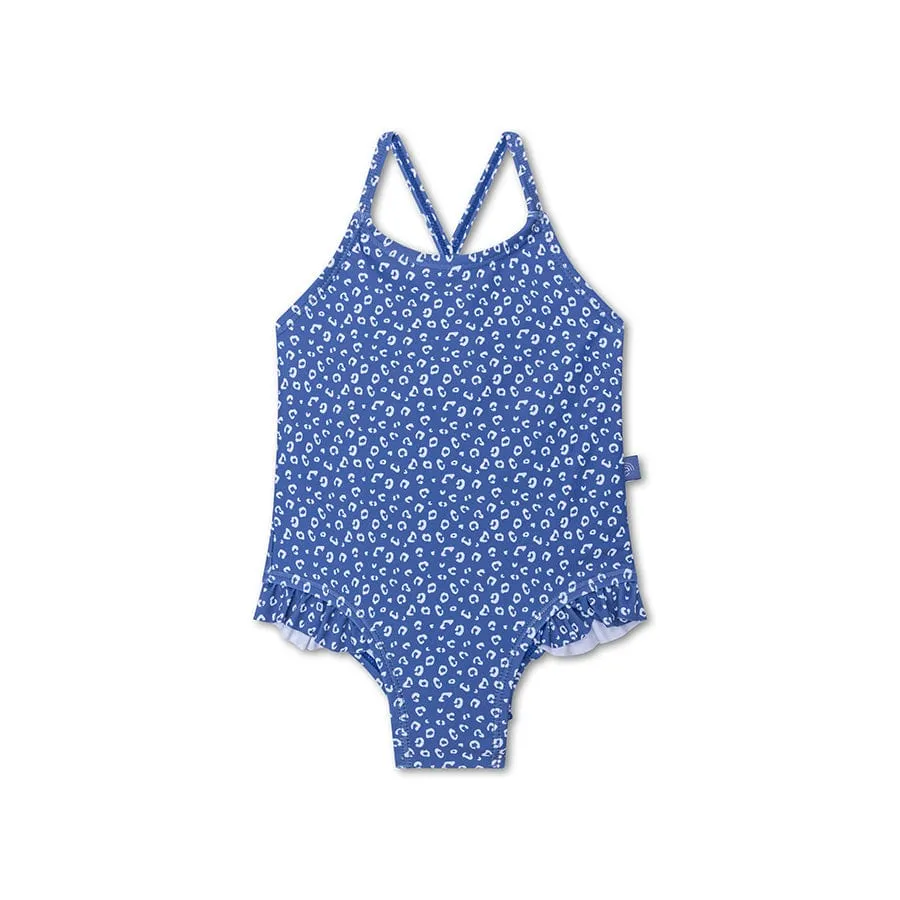 Leopard | Blauw Meisjes UV Badpak