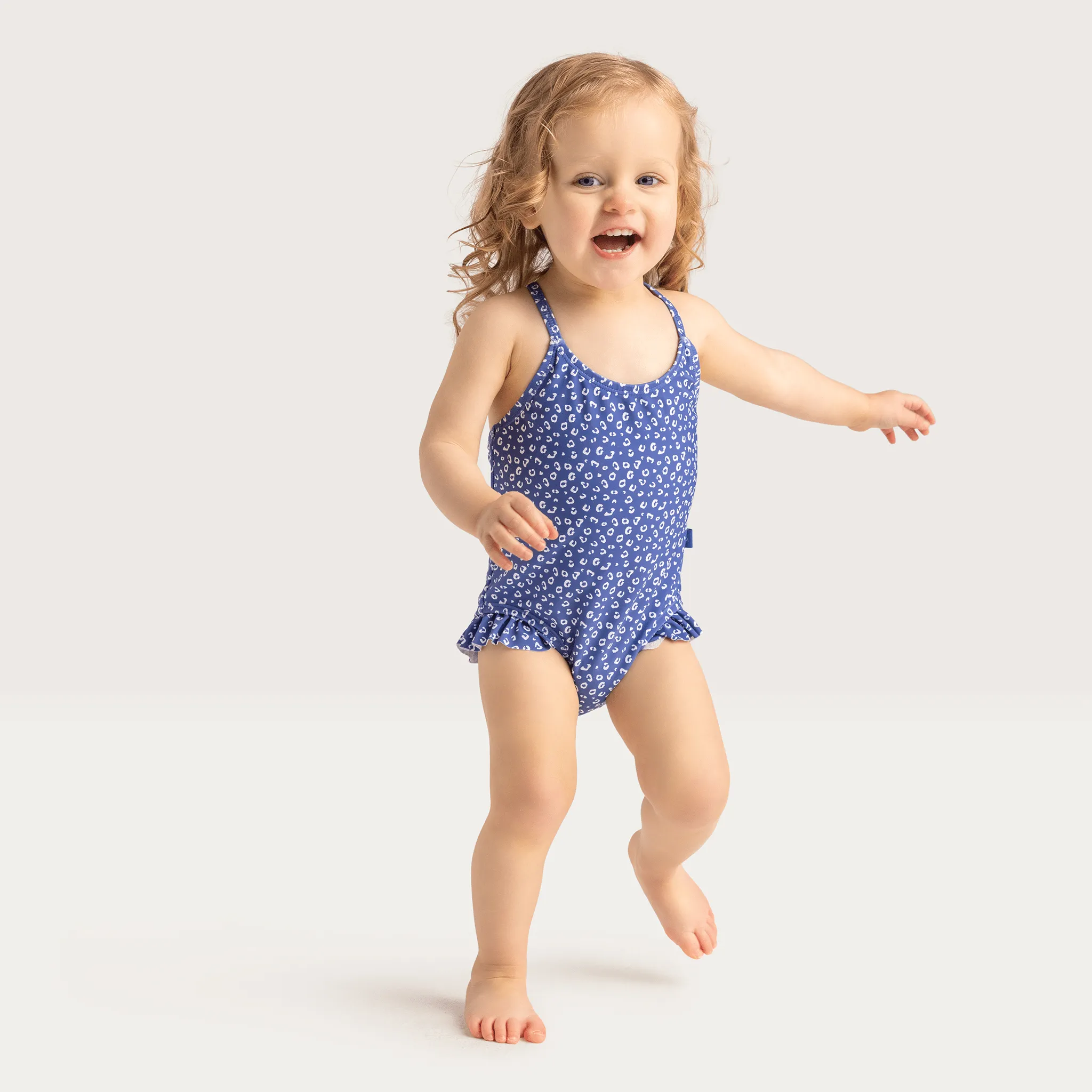 Leopard | Blauw Meisjes UV Badpak