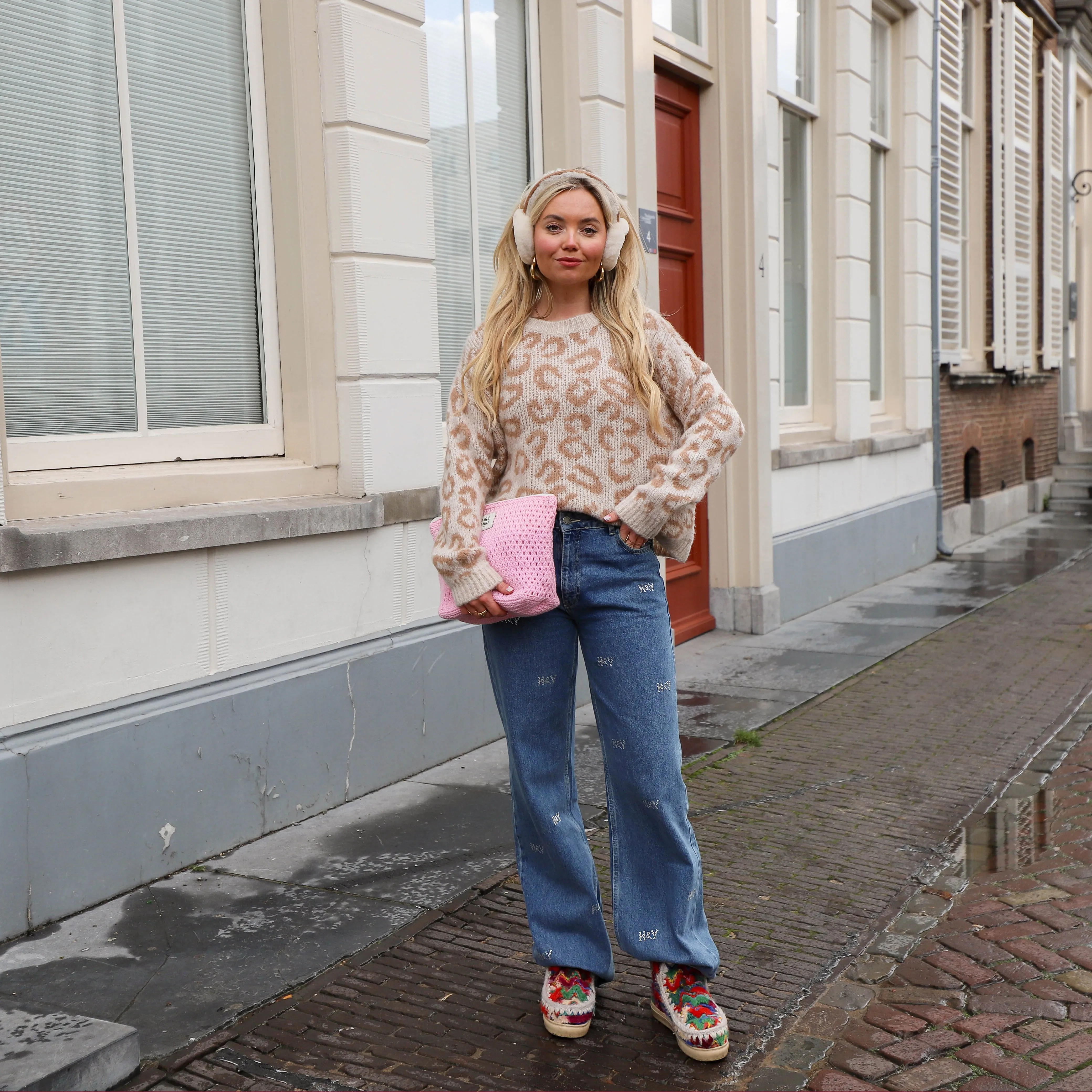 Leopard knit sand
