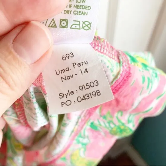 Lilly Pulitzer Britton Flamingo Paisley Print Shirt Dress Pima Cotton Tropical S
