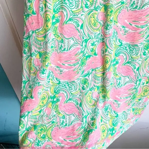 Lilly Pulitzer Britton Flamingo Paisley Print Shirt Dress Pima Cotton Tropical S