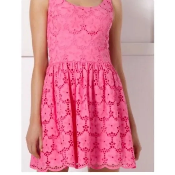 LILLY PULITZER Calhoun Pink Lace Eyelet Sleeveless Dress Size 4