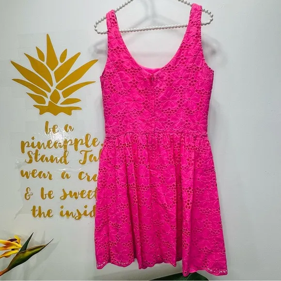 LILLY PULITZER Calhoun Pink Lace Eyelet Sleeveless Dress Size 4