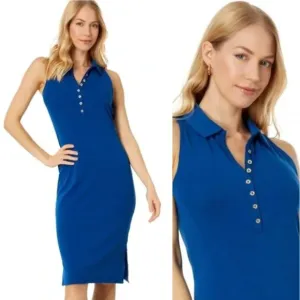 Lilly Pulitzer Reema Small Sleeveless Polo Dress Aegean Navy Royal Blue Preppy