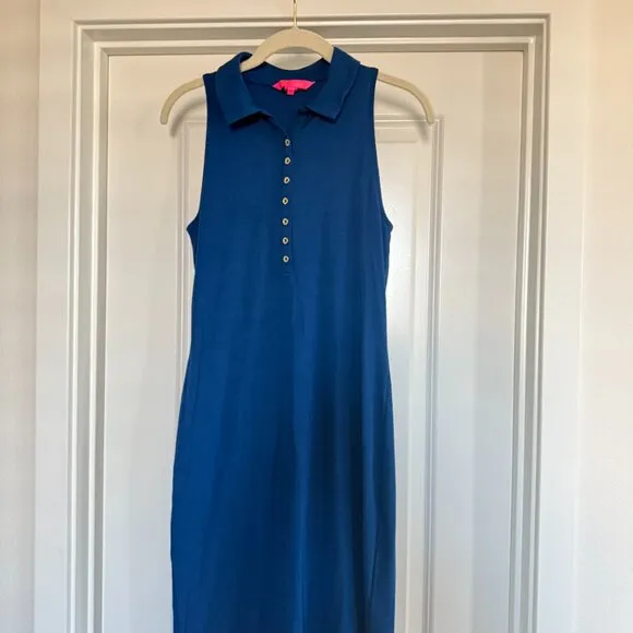 Lilly Pulitzer Reema Small Sleeveless Polo Dress Aegean Navy Royal Blue Preppy