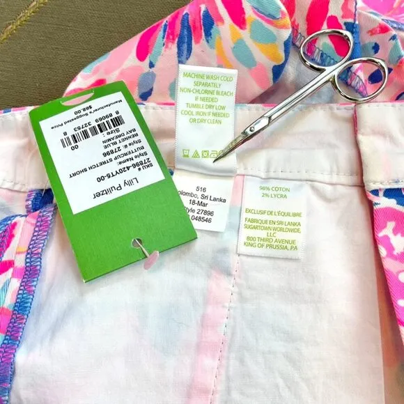 Lilly Pulitzer Shorts Buttercup Stretch Bennet Blue Bay Dreamin (00) NWT