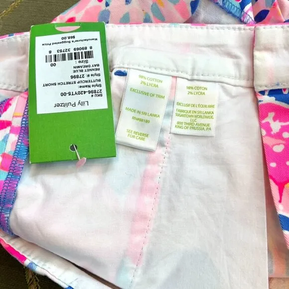 Lilly Pulitzer Shorts Buttercup Stretch Bennet Blue Bay Dreamin (00) NWT