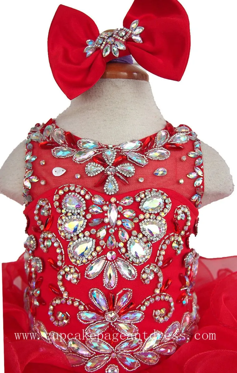 Little Princess Glitz Nationals Cupcake Pageant Dress With Hairbow