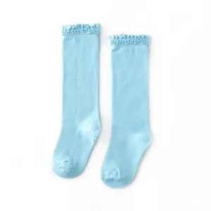 Little Stocking Co Lace Top Knee High Socks - Aqua