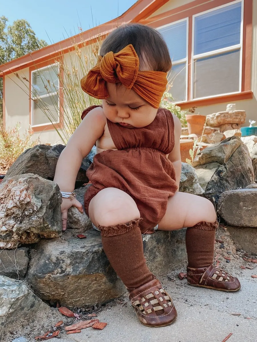 Little Stocking Co Lace Top Knee High Socks - Chocolate