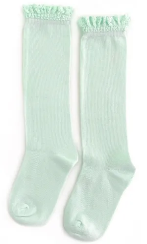 Little Stocking Co Lace Top Knee High Socks - Key Lime