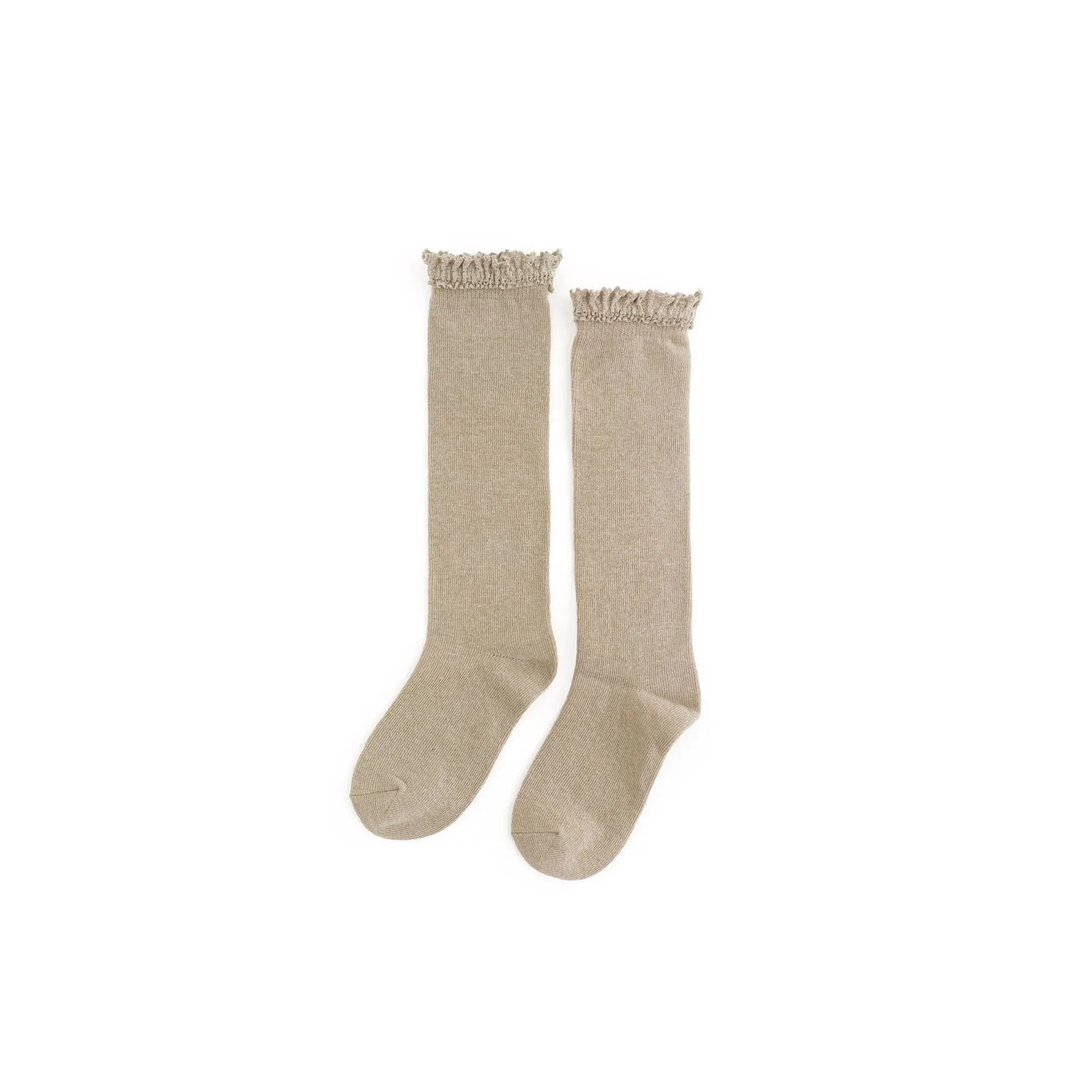 Little Stocking Co Lace Top Knee High Socks - Oat