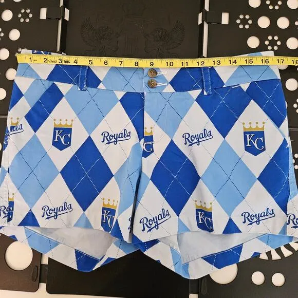 Loudmouth MLB Kansas City Royals Blue Argyle Golf Casual Shorts | Women's 10