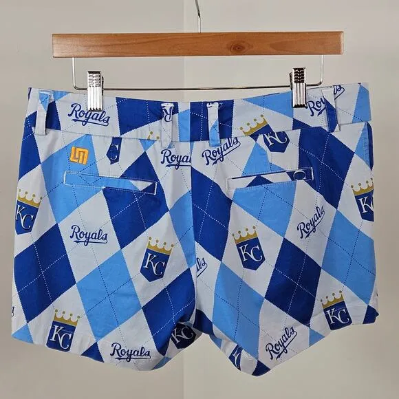 Loudmouth MLB Kansas City Royals Blue Argyle Golf Casual Shorts | Women's 10