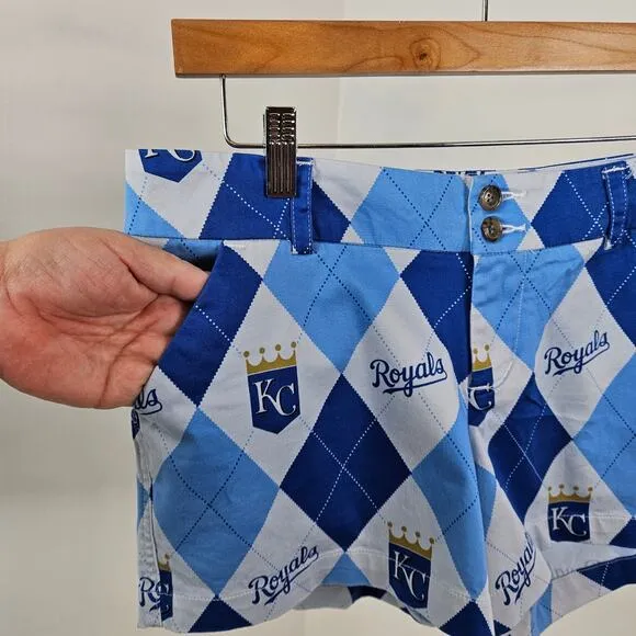 Loudmouth MLB Kansas City Royals Blue Argyle Golf Casual Shorts | Women's 10