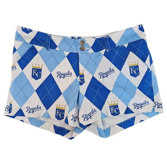 Loudmouth MLB Kansas City Royals Blue Argyle Golf Casual Shorts | Women's 10