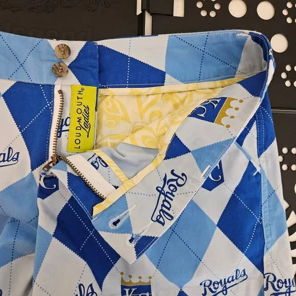Loudmouth MLB Kansas City Royals Blue Argyle Golf Casual Shorts | Women's 10