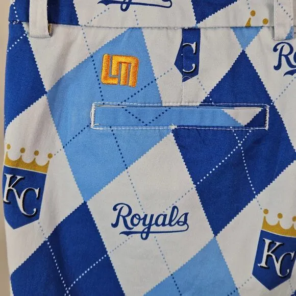 Loudmouth MLB Kansas City Royals Blue Argyle Golf Casual Shorts | Women's 10