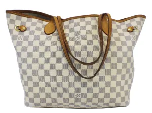 LOUIS VUITTON Damier Azur Neverfull MM Shoulder Bag