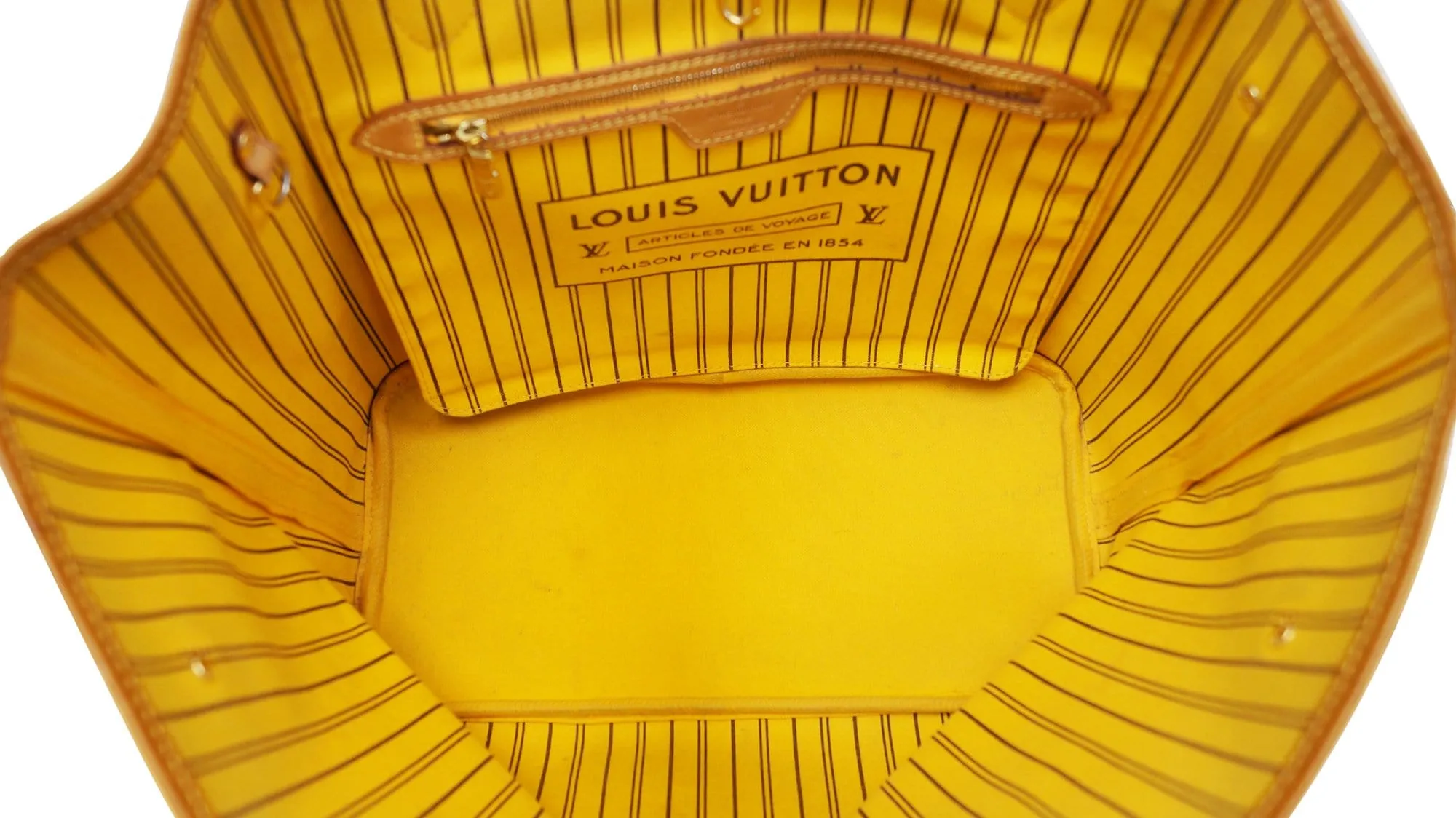 LOUIS VUITTON Monogram Canvas Neverfull MM Shoulder Bag Yellow Interior
