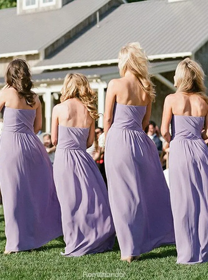 Lovely Sweetheart Sleeveless Floor Length Ruched Lavender Long Bridesmaid Dress , BD0500