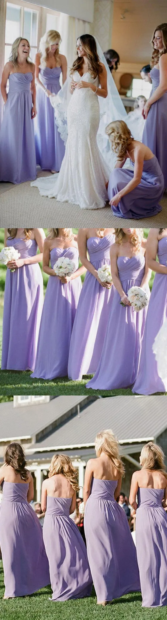 Lovely Sweetheart Sleeveless Floor Length Ruched Lavender Long Bridesmaid Dress , BD0500