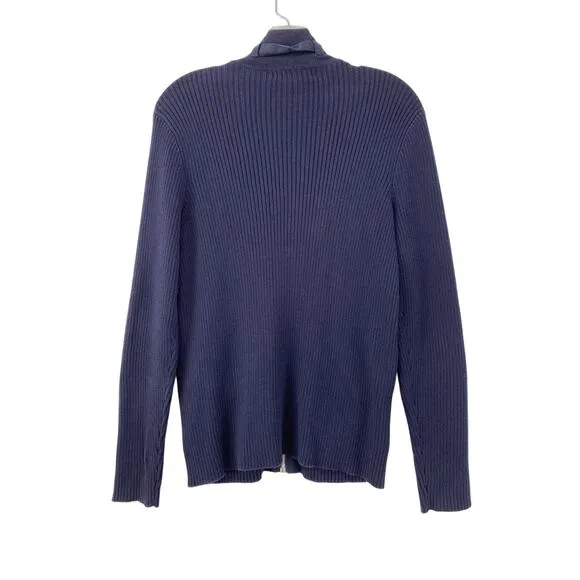 LRL Lauren Ralph Lauren Rib Knit Cotton Full Zip Sweater Jacket Cardigan Size M
