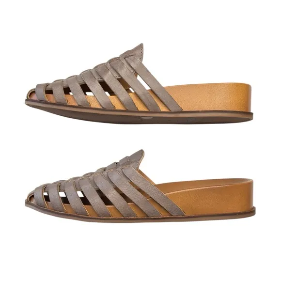 Lucky Brand Doerid Womens Shoe Size 6 Taupe Leather Mules Slip-on Sandals NEW