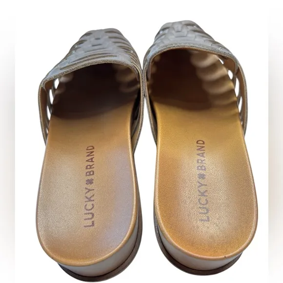 Lucky Brand Doerid Womens Shoe Size 6 Taupe Leather Mules Slip-on Sandals NEW
