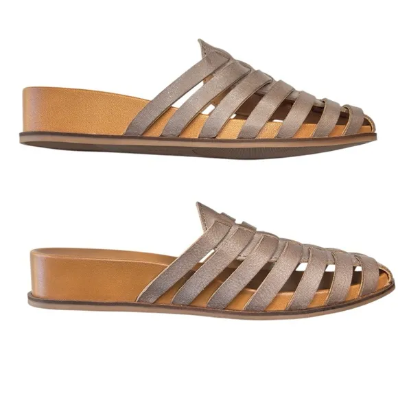 Lucky Brand Doerid Womens Shoe Size 6 Taupe Leather Mules Slip-on Sandals NEW