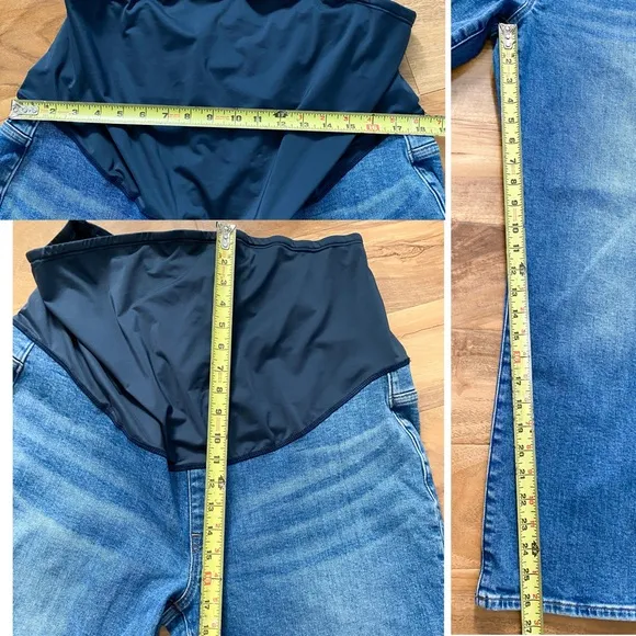Madewell Maternity Kick Out Jeans Over the Belly Crop Stretchy Blue Mid Rise 33