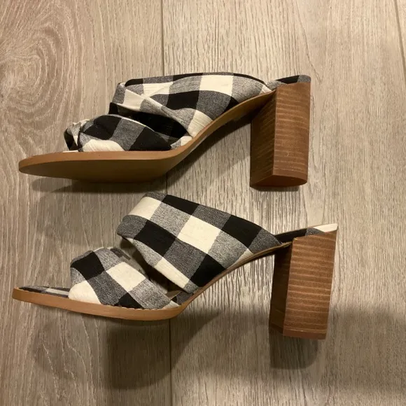 Madewell Mules Alexandria Black &amp; White Gingham Check Size 9 NWOT