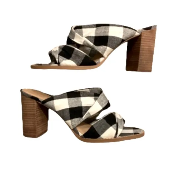 Madewell Mules Alexandria Black &amp; White Gingham Check Size 9 NWOT