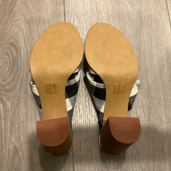 Madewell Mules Alexandria Black &amp; White Gingham Check Size 9 NWOT