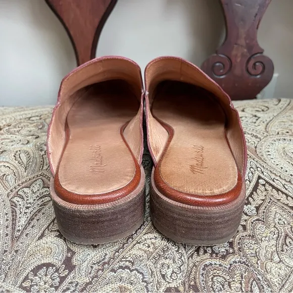 Madewell The Frances Loafer Mules Leather Burnished Mahogany Red Brown Size 10