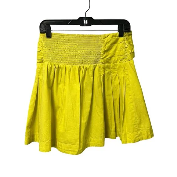 Maeve by Anthropologie Yellow Bow Tie Pull On Cotton Mini Skirt Womens Medium